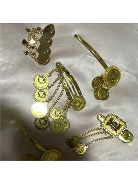 Gold Coin Dangle Hair Clips - Women's Accessory Turkish coins